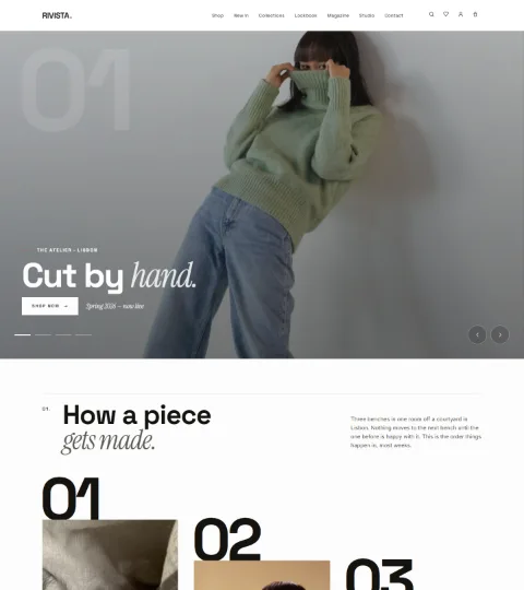 Thumbnail of the Atelier demo homepage, slider.