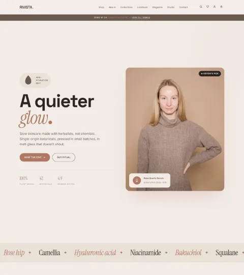 Thumbnail of the Beauty demo homepage, pastel.
