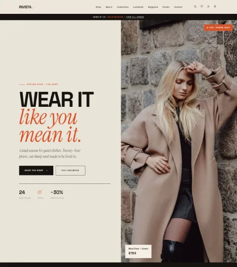 Thumbnail of the Bold demo homepage, fashion.