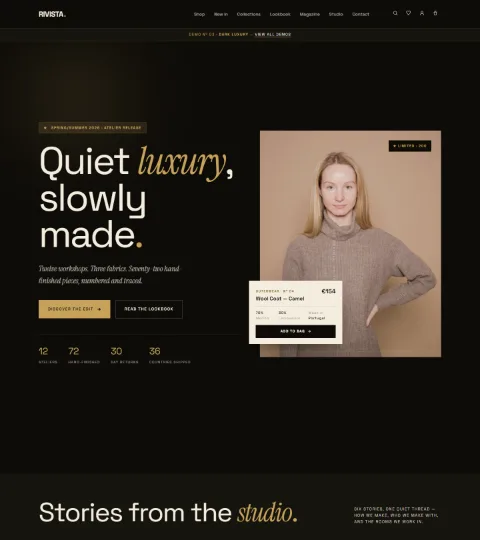 Thumbnail of the Dark demo homepage, luxury.