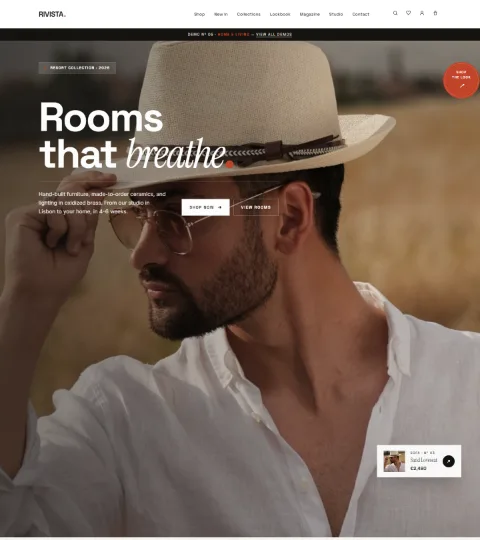 Thumbnail of the Editorial demo homepage, quiet.