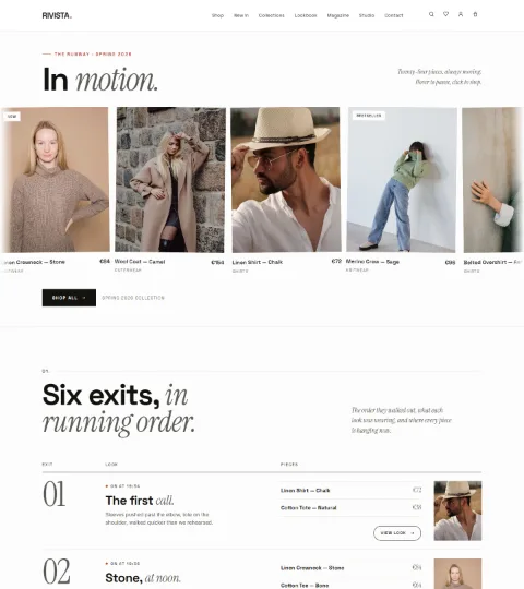 Thumbnail of the Runway demo homepage, fashion.