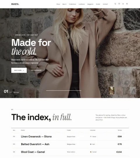 Thumbnail of the Showcase demo homepage, slider.